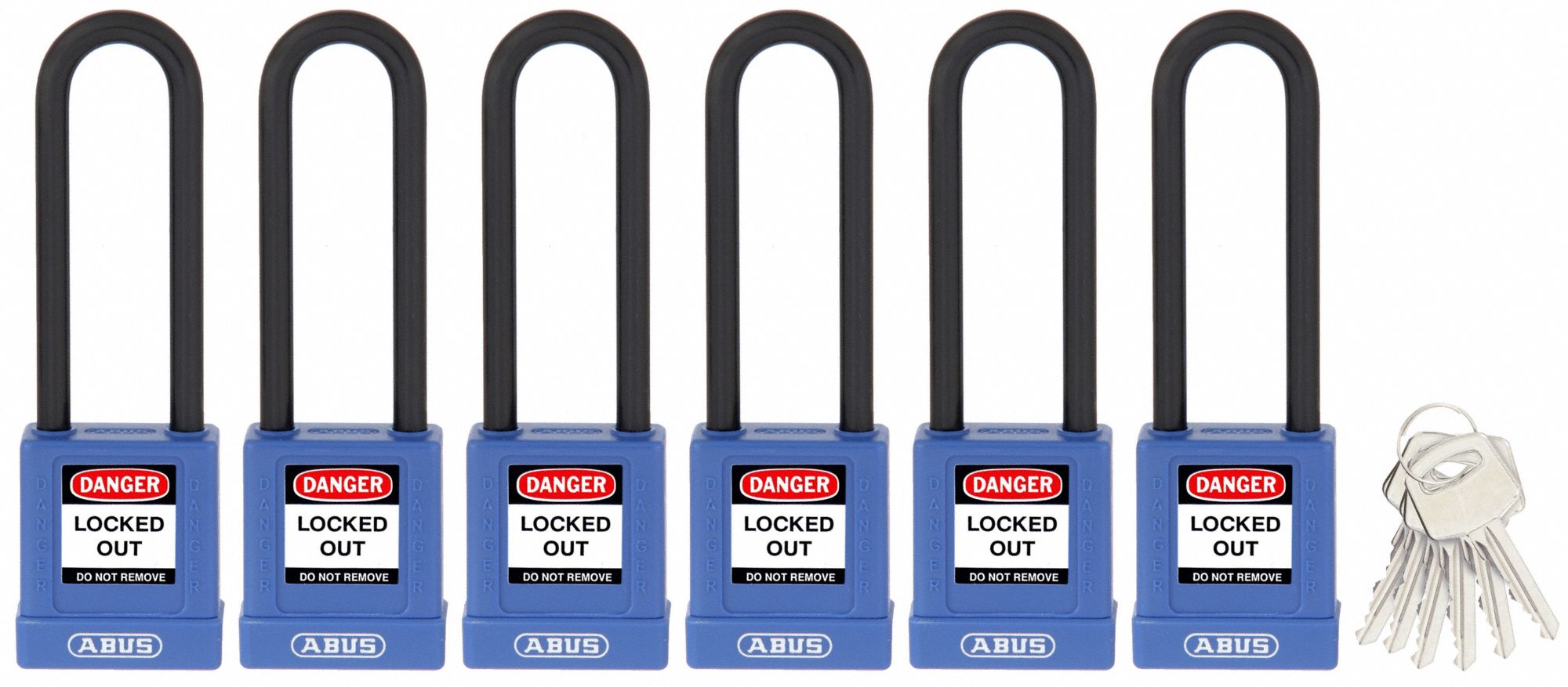 Keyed Padlock, 3/4" W x 3" H Shackle, PK6