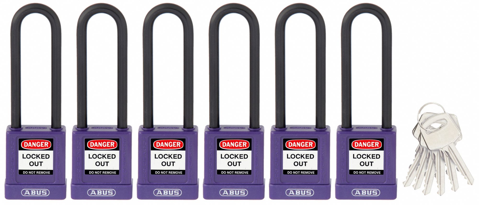 Keyed Padlock, 3/4" W x 3" H Shackle, PK6