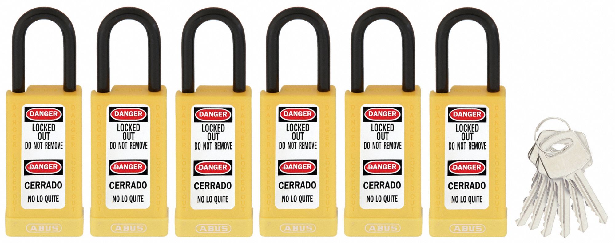 Keyed Padlock, 3/4"W x1-1/2"H Shackle, PK6