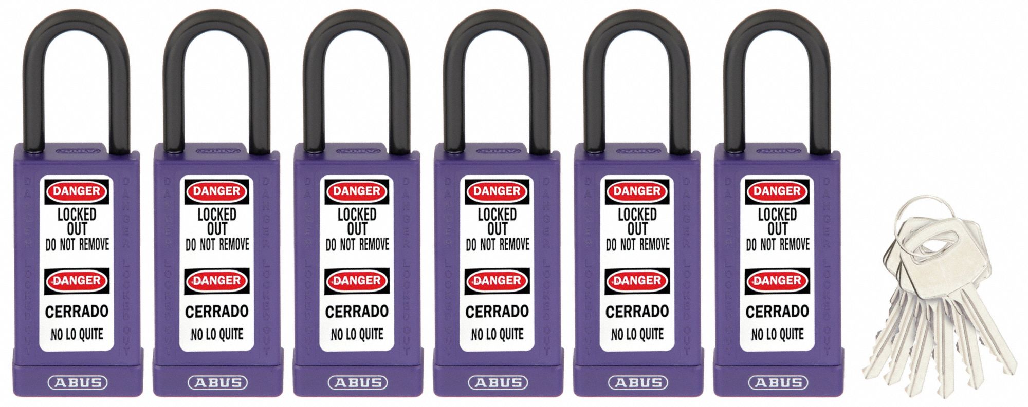 Keyed Padlock, 3/4"W x1-1/2"H Shackle, PK6