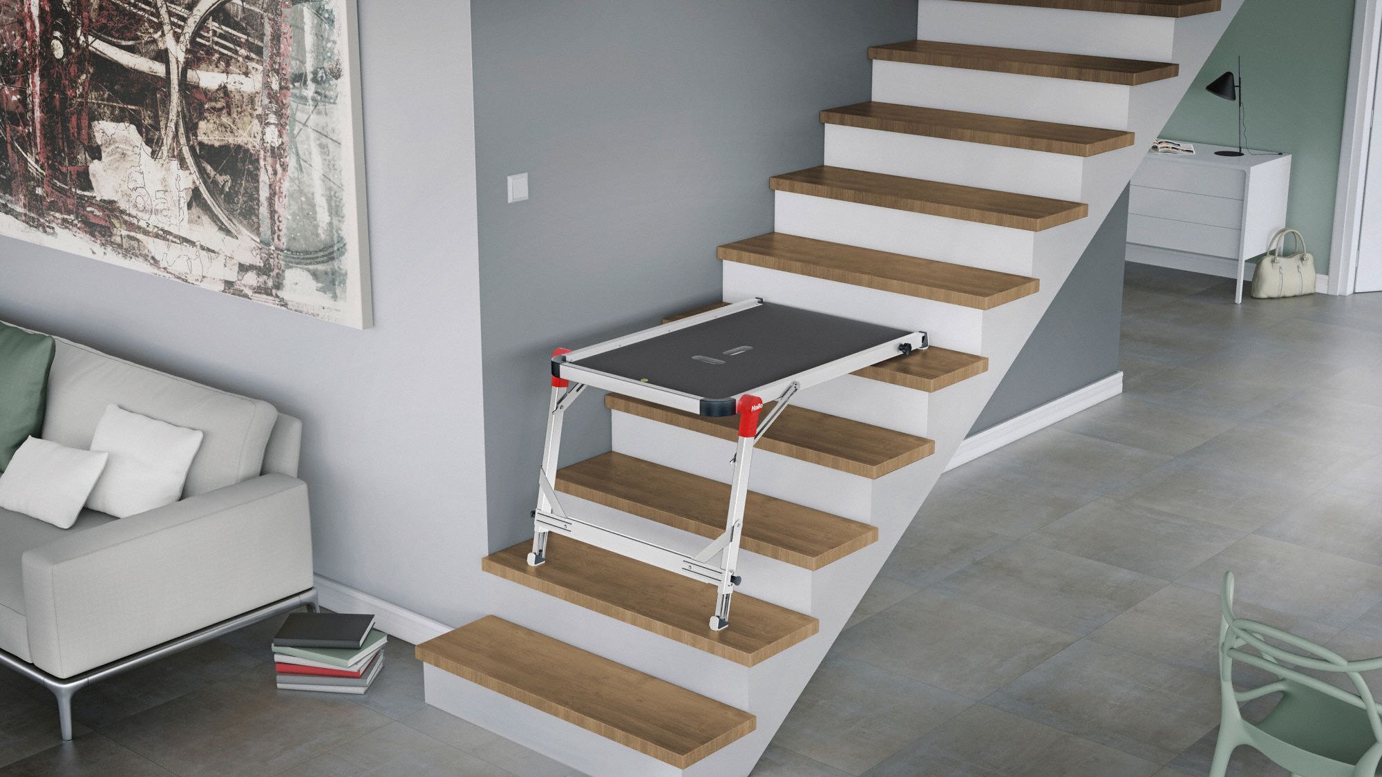 HAILO Ladder Platform Aluminum, 330 lb Load Capacity 459V129940001