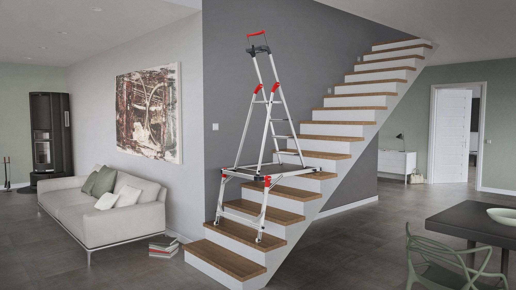 HAILO Ladder Platform Aluminum, 330 lb Load Capacity 459V129940001