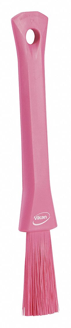 Detail Brush: Soft, Plastic, 8 1/8 in Brush Lg, 5 3/4 in Handle Lg, 3/8 in Head Wd, Pink
