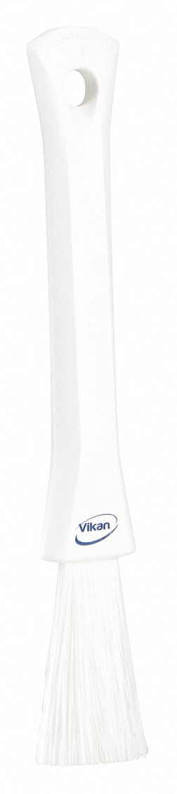Detail Brush: Soft, Plastic, 8 1/8 in Brush Lg, 5 3/4 in Handle Lg, 3/8 in Head Wd, White