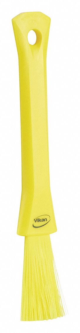 Detail Brush: Soft, Plastic, 8 1/8 in Brush Lg, 5 3/4 in Handle Lg, 3/8 in Head Wd, Yellow