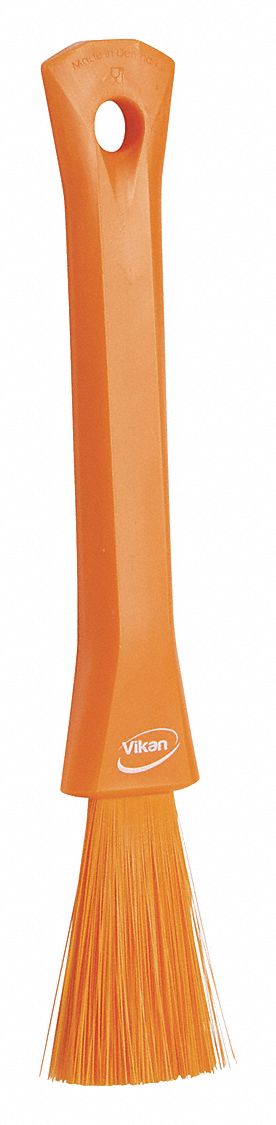 Detail Brush: Soft, Plastic, 8 1/8 in Brush Lg, 5 3/4 in Handle Lg, 3/8 in Head Wd, Orange