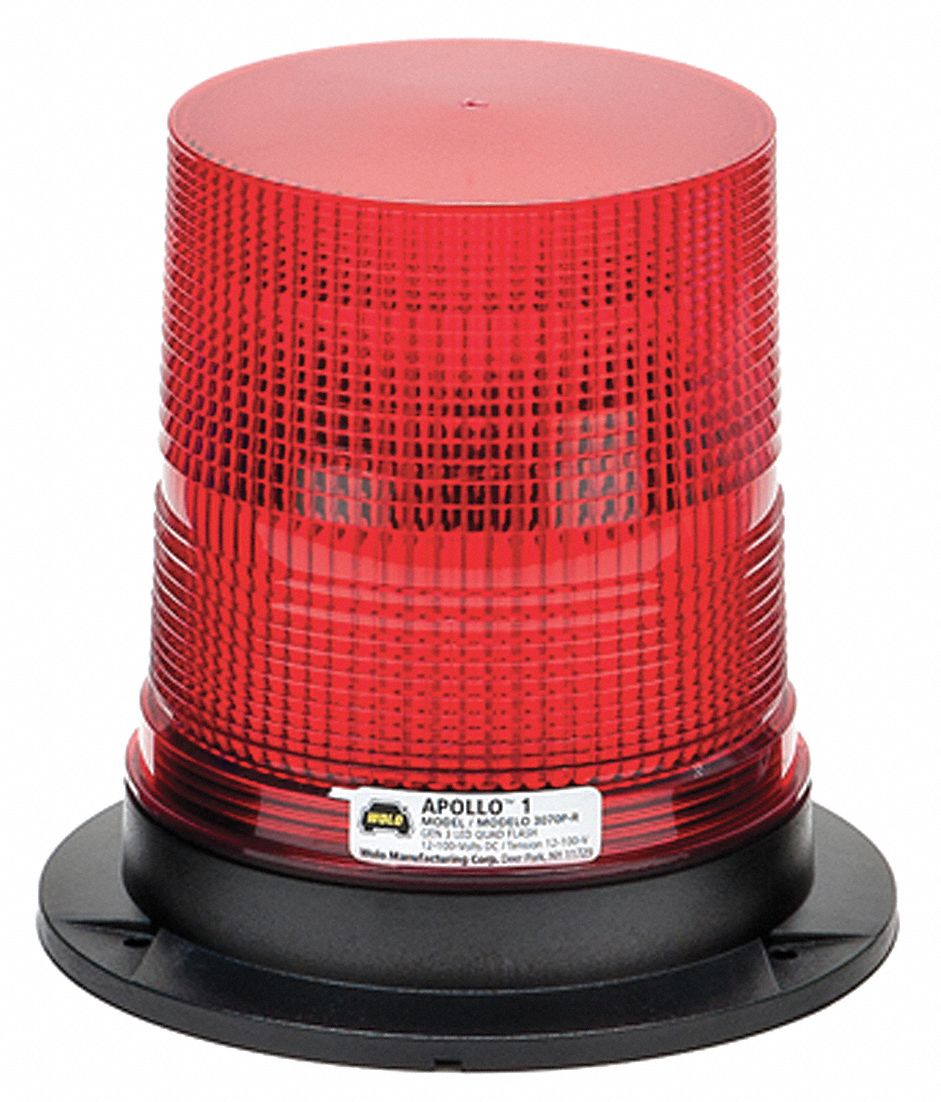 WOLO LED Warning Light, Red, 12/100VDC - 45A230|3070P-R - Grainger