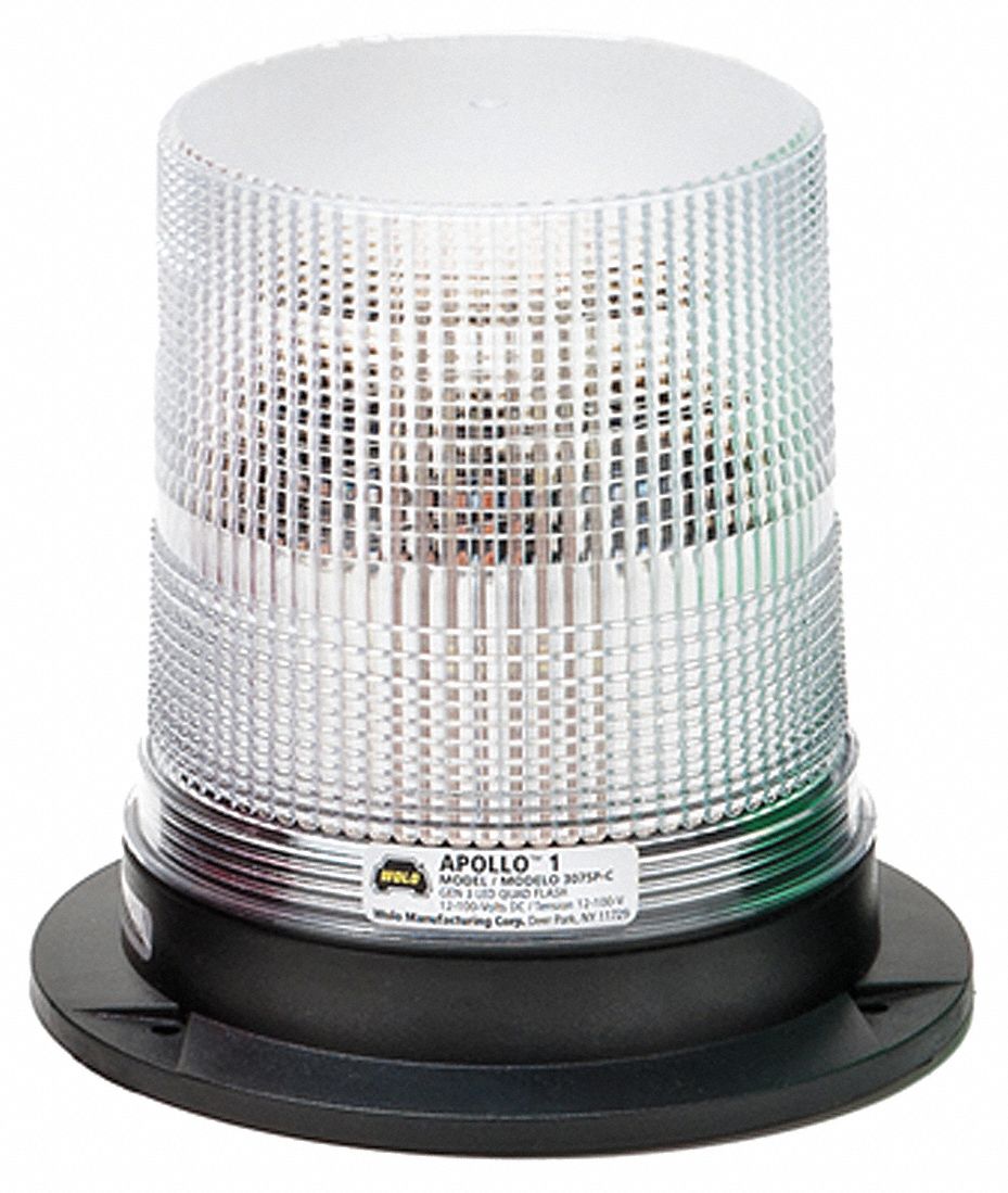 WOLO, Flashing Beacon, White, LED Warning Light 45A2313075PC Grainger