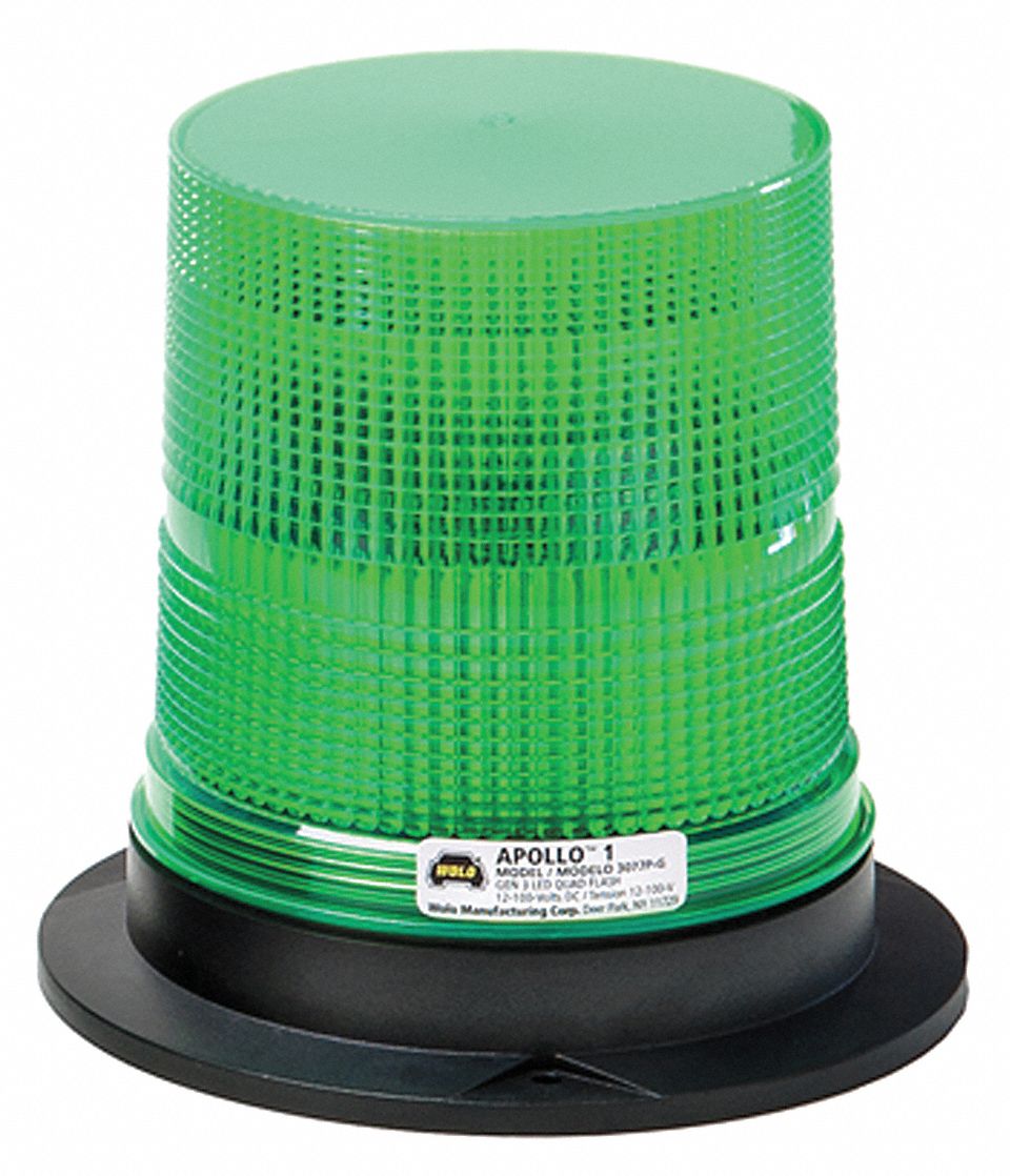 WOLO LED Warning Light, Green, 12/100VDC 45A2323077PG Grainger