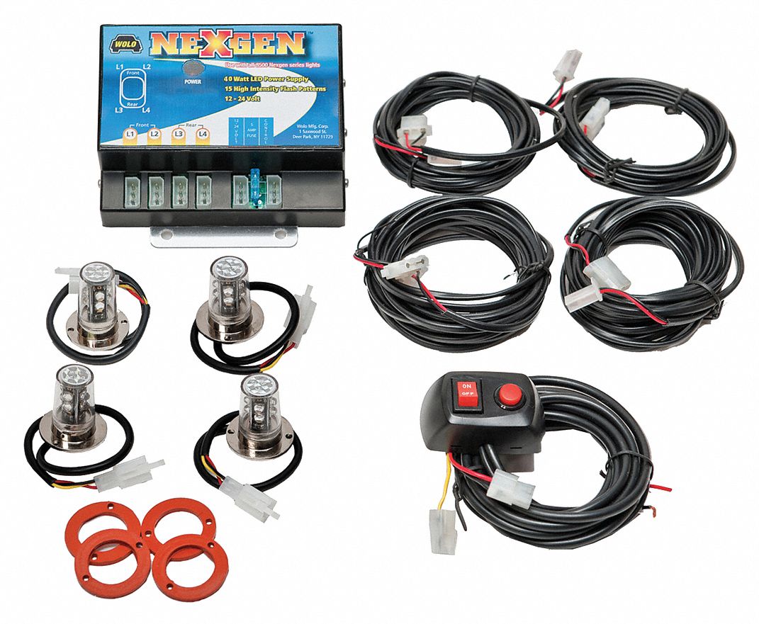 LED Hide-A-Way Strobe Light: Concealed Warning Light, White, 5 3/8 in Overall Wd, LED