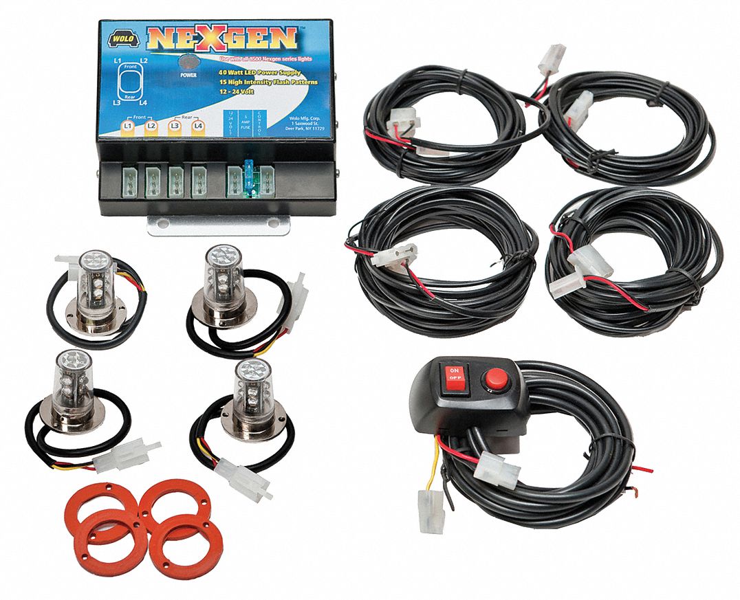 LED Hide-A-Way Strobe Light: Concealed Warning Light, Amber, 5 3/8 in Overall Wd, LED