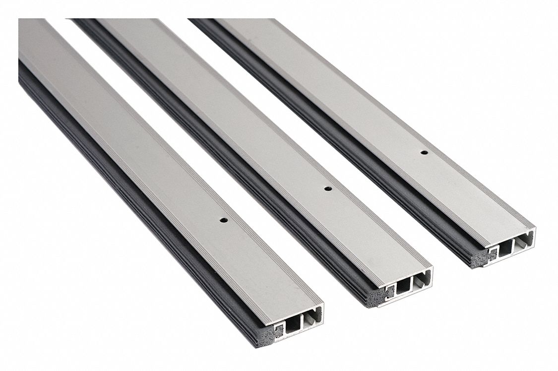 Door Weatherstripping: Screw-In Mounting, Silicone, 3 ft Overall Lg, Gray