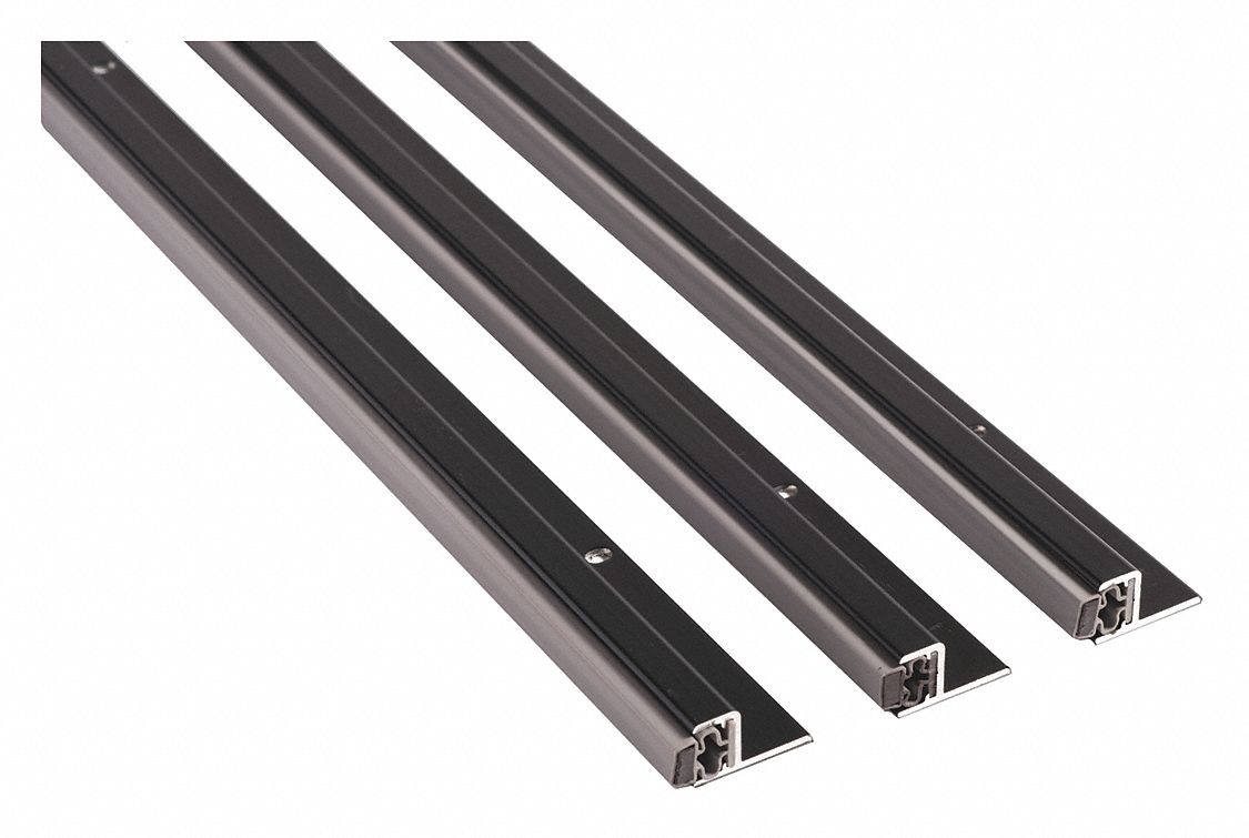 Door Weatherstripping: Magnetic, Screw-In Mounting, Vinyl, 3 ft Overall Lg, Gray