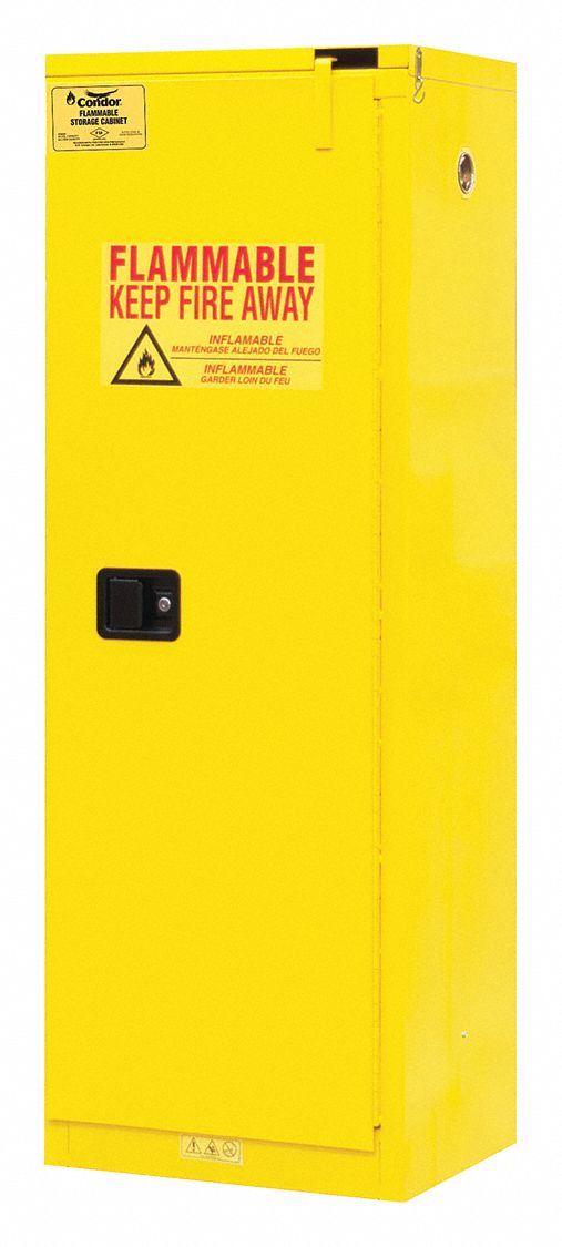 FLAMMABLES SAFETY CABINET, STANDARD SLIMLINE, 22 GALLON, 23½ X 18¼ X 66½ IN