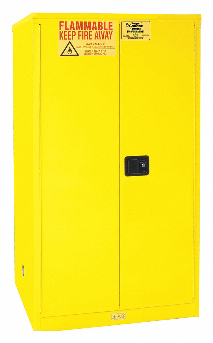 FLAMMABLES SAFETY CABINET, STANDARD, 60 GALLON, 34 X 34 X 66½ IN, YELLOW, HINGED