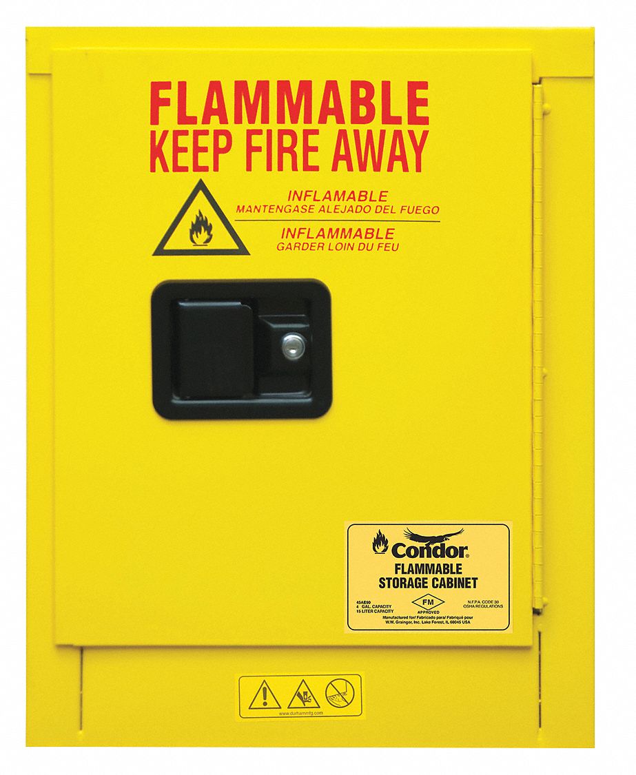 FLAMMABLES SAFETY CABINET, COUNTERTOP, 4 GALLON CAPACITY, 17½ X 18¼ X 23½ IN