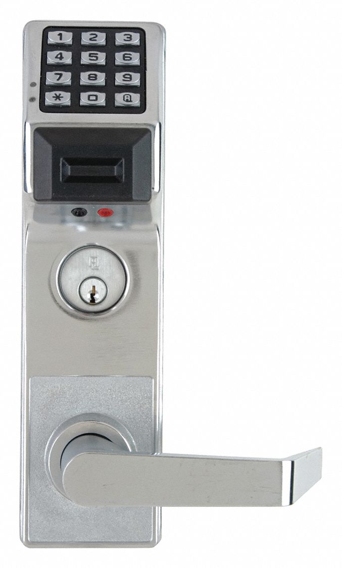 Electronic Keyless Lock, 2 3/4 in Backset, Mortise, Satin Chrome, 3/4