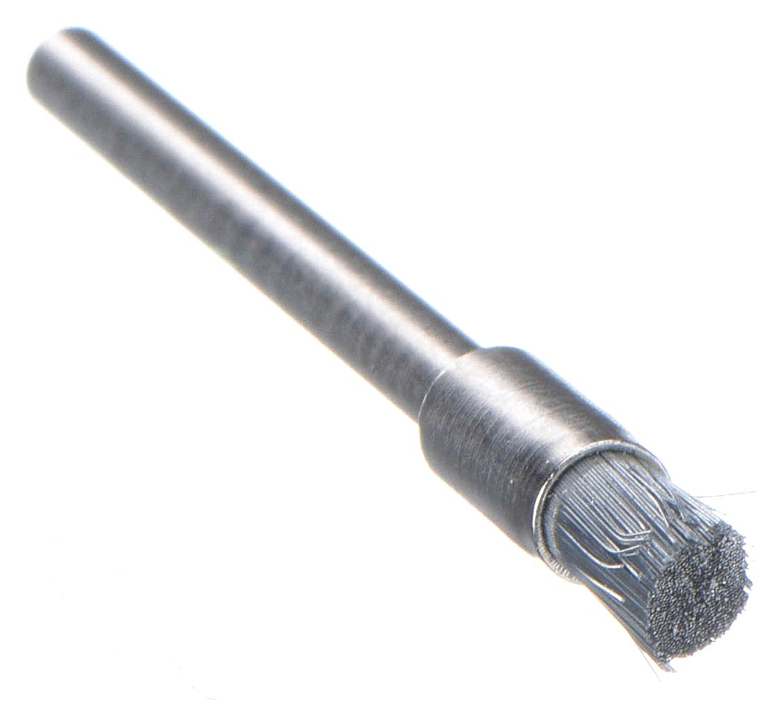 Rotary Tool Brush: 1/8 in Brush Dia, Cup Brush, Straight, Mounted, Carbon Steel, 2 PK