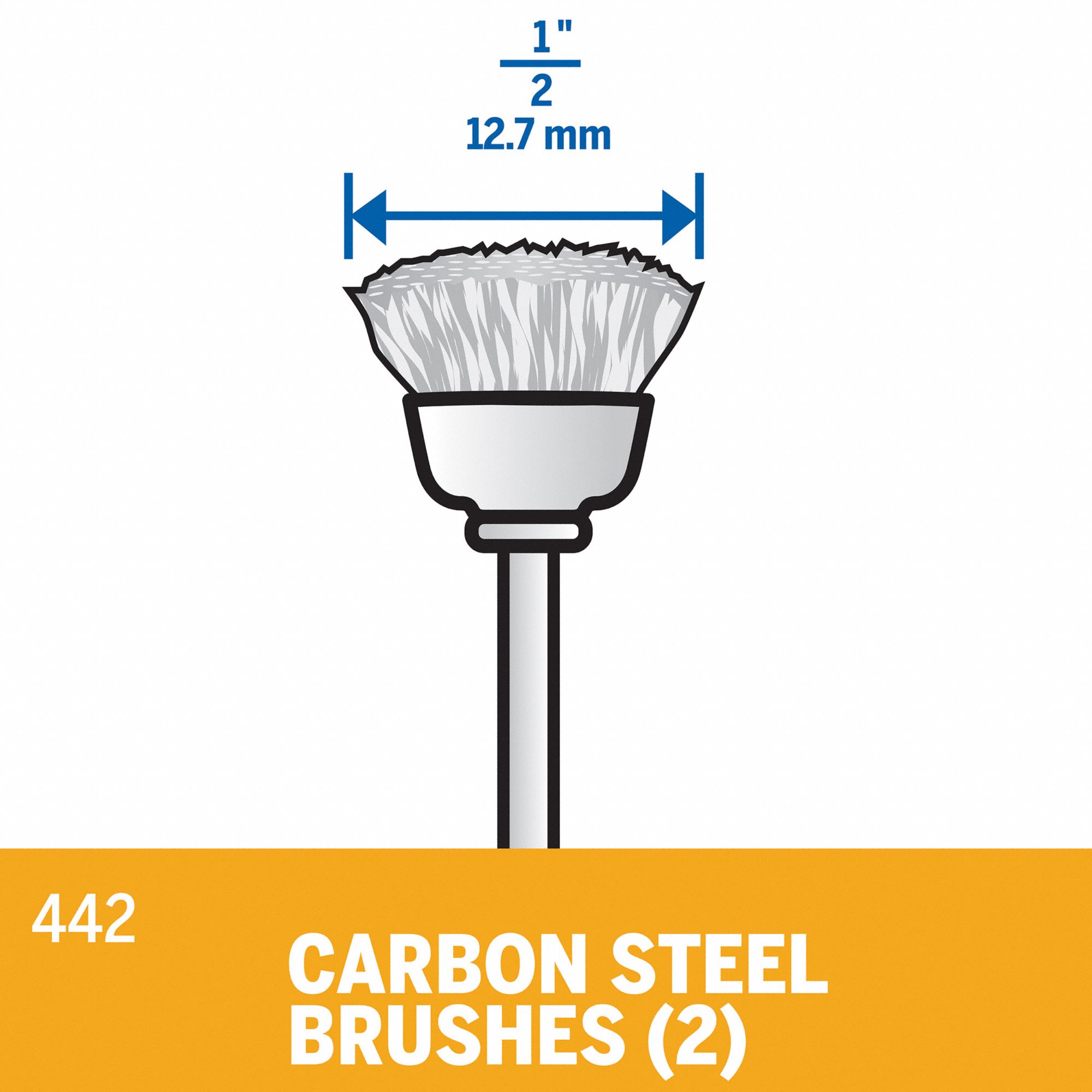 DREMEL Rotary Tool Brush 1/2 in Brush Dia, Cup, Straight, Mounted