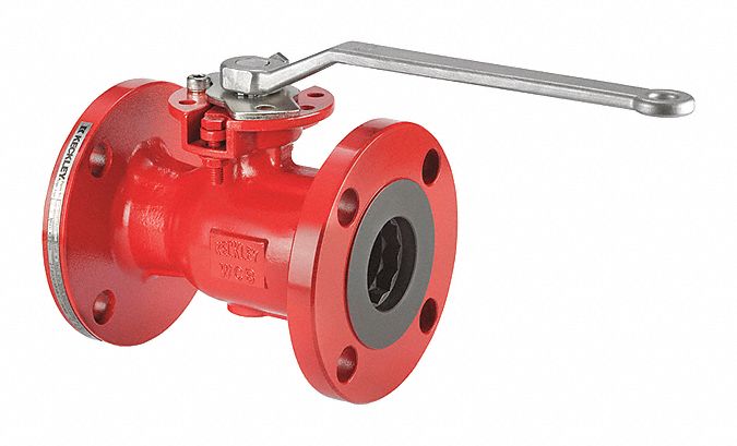 Manual Two-Way Ball Valve: 6 in, Carbon Steel, Straight, Class 300 Flange, One-Piece