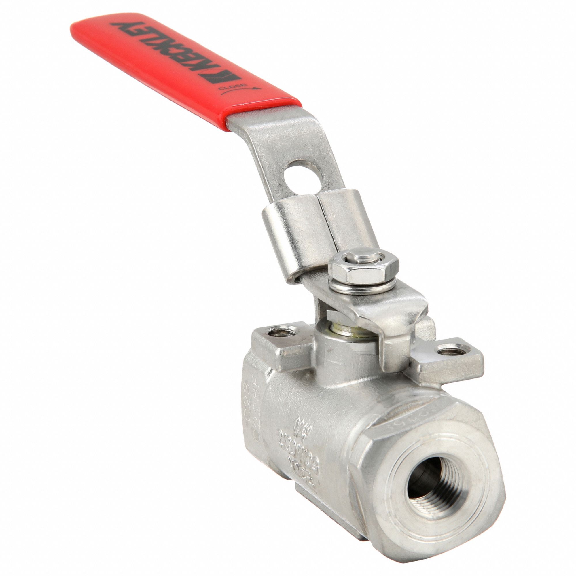 Manual Two-Way Ball Valve: 1/4 in, Stainless Steel, Straight, FNPT x FNPT, One-Piece