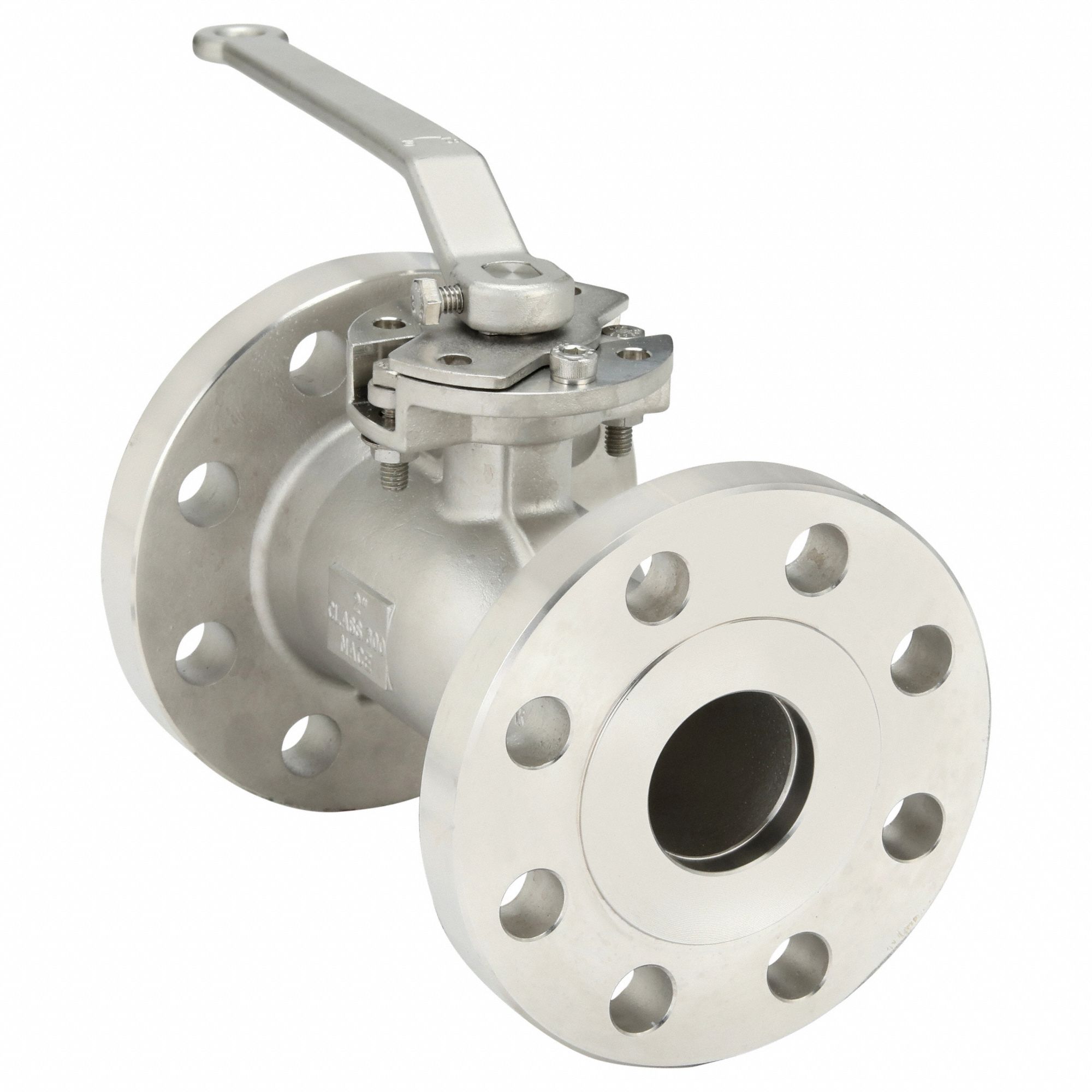 Manual Two-Way Ball Valve: 2 in, 316 Stainless Steel, Straight, Class 300 Flange, One-Piece