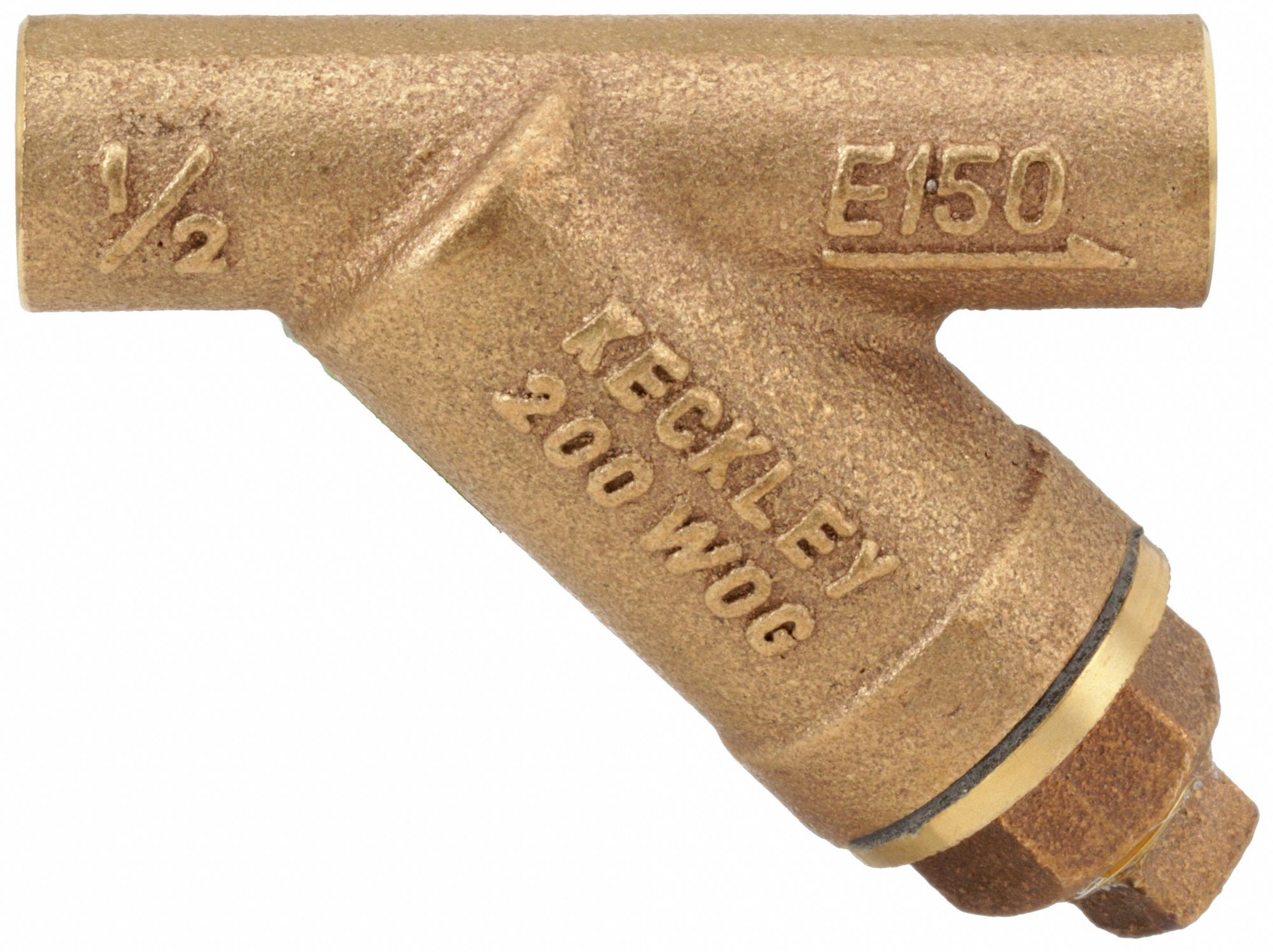 Y Strainer: 1/2 in, Sweat, Mesh, 0.034 in Screen Size, Bronze, Fiber, 3 3/8 in Ht