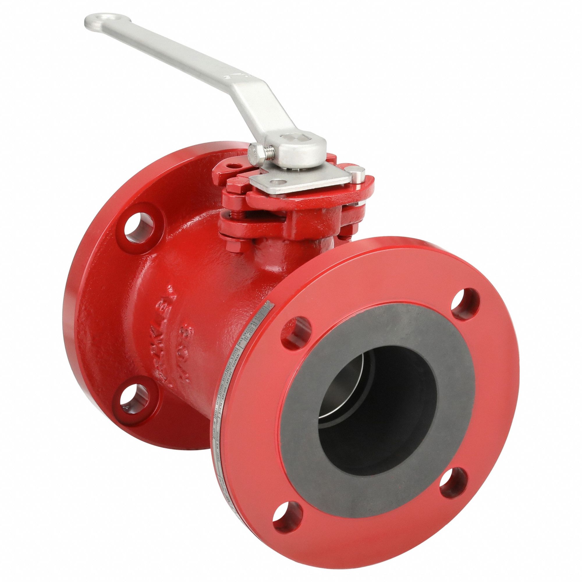 Manual Two-Way Ball Valve: 3 in, Carbon Steel, Straight, Class 150 Flange, One-Piece