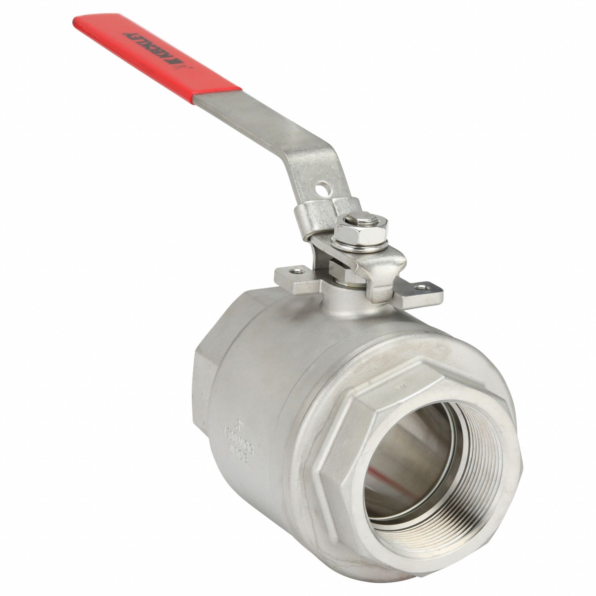 Manual Two-Way Ball Valve: 3 in, Stainless Steel, Straight, FNPT x FNPT, Full Port Ball Port