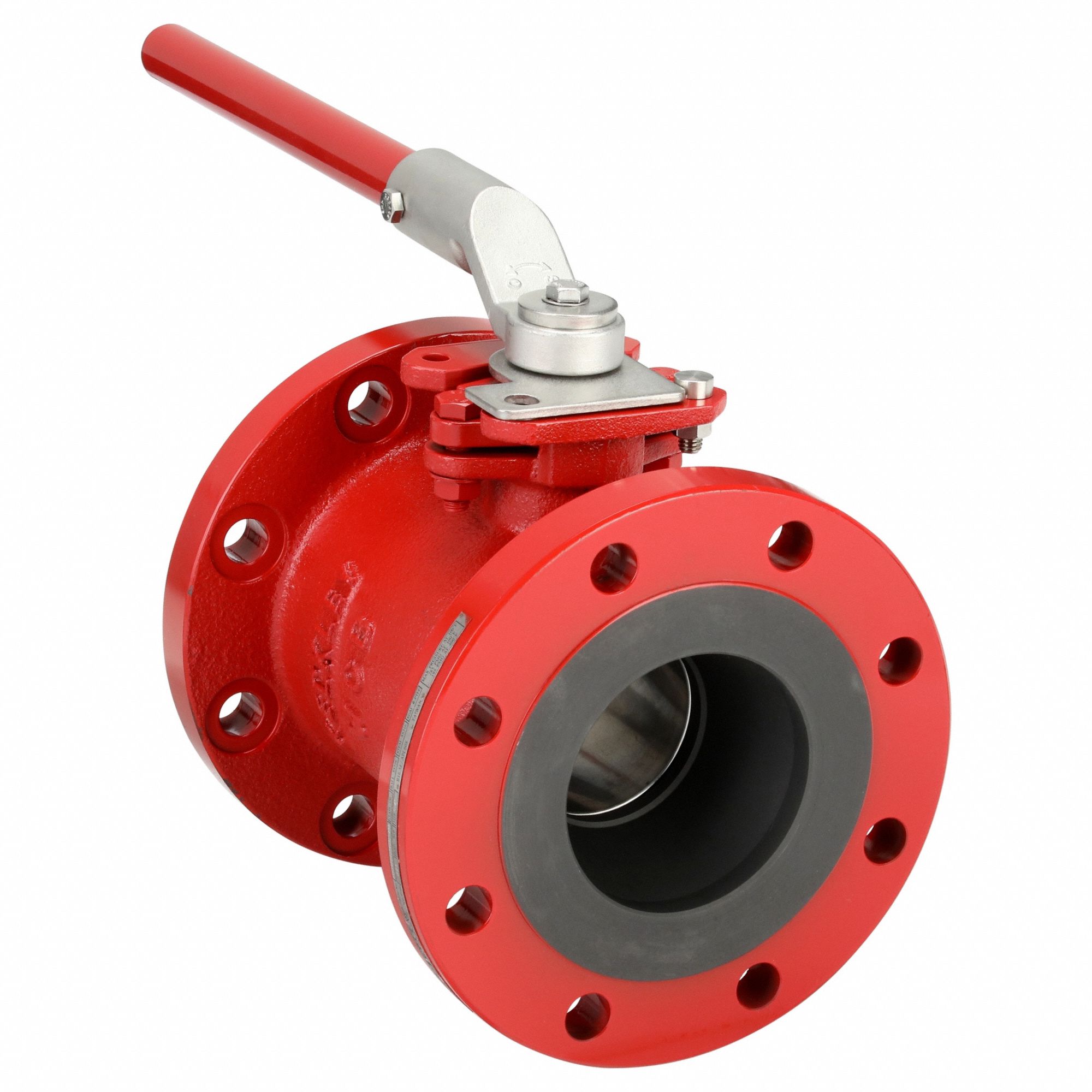 Manual Two-Way Ball Valve: 4 in, Carbon Steel, Straight, Class 150 Flange, One-Piece