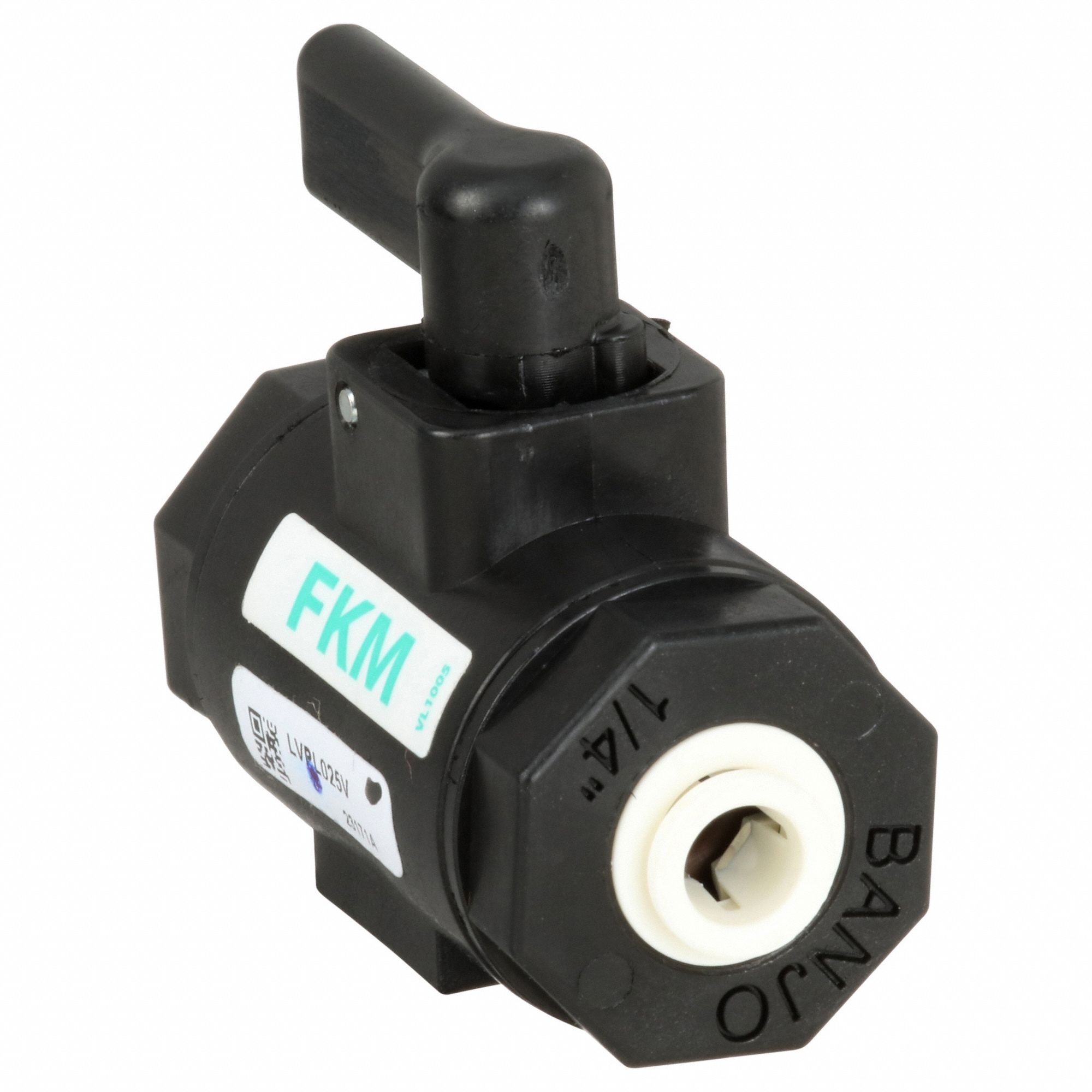 Manual Two-Way Ball Valve: 1/4 in, Polypropylene, Straight, Push x Push, One-Piece, Lever