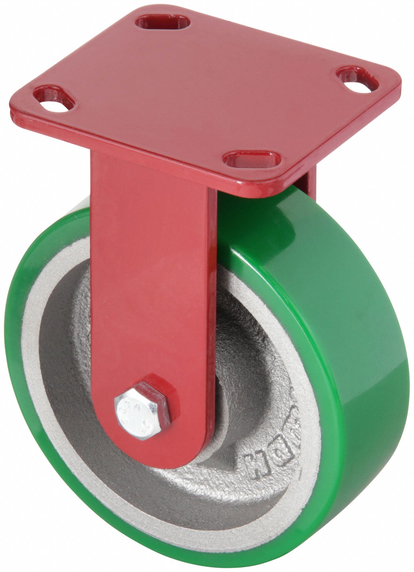 Plate Caster: Rigid, Polyurethane, 6 in Wheel Dia, 2 in Wheel Wd, 7 1/2 in Mounting Ht