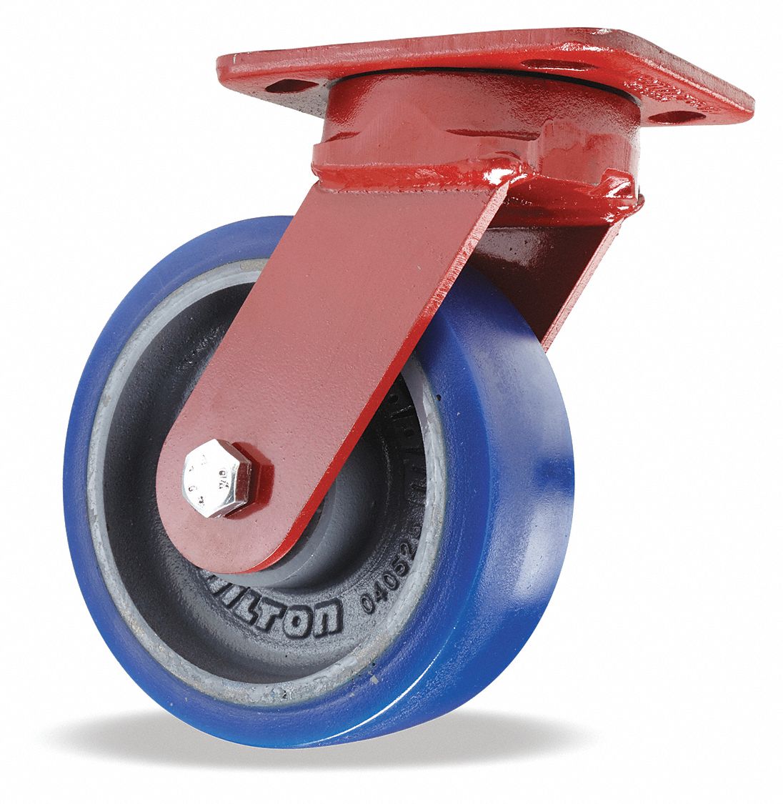 Plate Caster: Swivel, Polyurethane, 6 in Wheel Dia, 2 in Wheel Wd, 7 1/2 in Mounting Ht