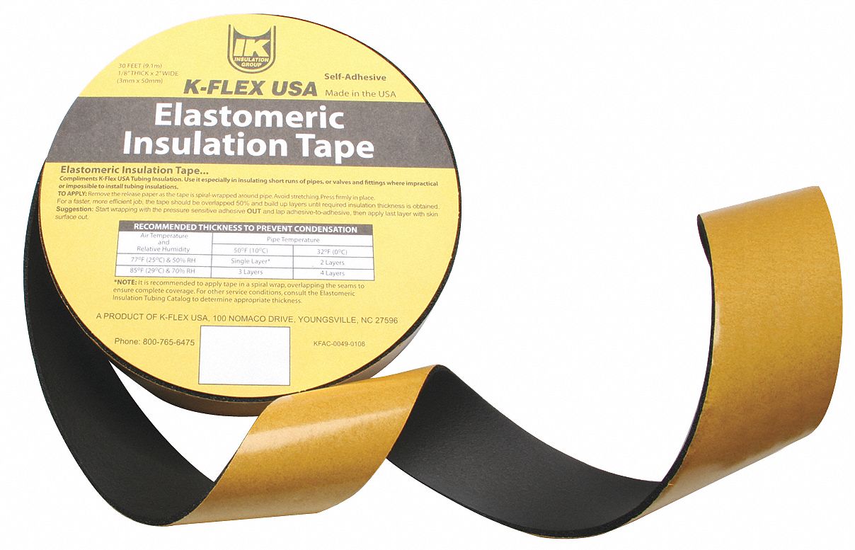 K Flex Usa 30 Ft X 2 In Nbr Pvc Pipe Insulation Tape 40 To 2 F Black 45at38 800 El 018 Grainger