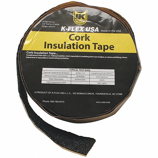 K-FLEX USA, Cork, 30 ft Overall Lg, Pipe Insulation Tape -  45AT32