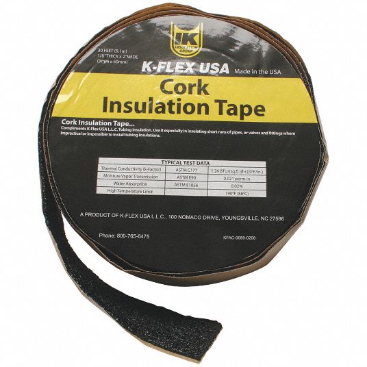 K-FLEX USA, Cork, 30 ft Overall Lg, Pipe Insulation Tape - 45AT32