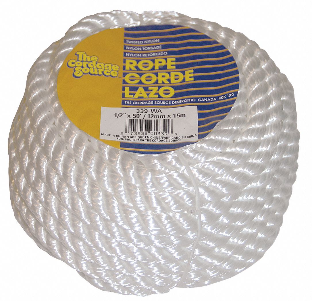 APPROVED VENDOR Cuerda 1/2 Madeja 50 pies Nylon Blanco - Cuerdas - 45AU91