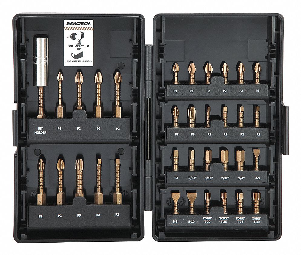 Screwdriver Bit Set, 34 Pieces, 1/4" Shank