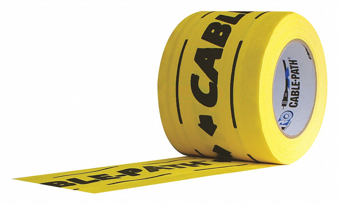 Gaffer's Tape: Black/Yellow, 4 in x 30 yd, 11 mil, Cotton Cloth Backing, Rubber Adhesive