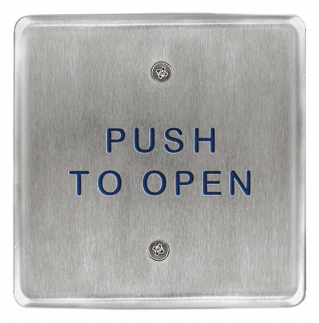 Exit Push Button: 4 1/2 in Ht, 5/8 in Dp, 4 1/2 in Wd, ADA Compliant, Aluminum/Stainless Steel