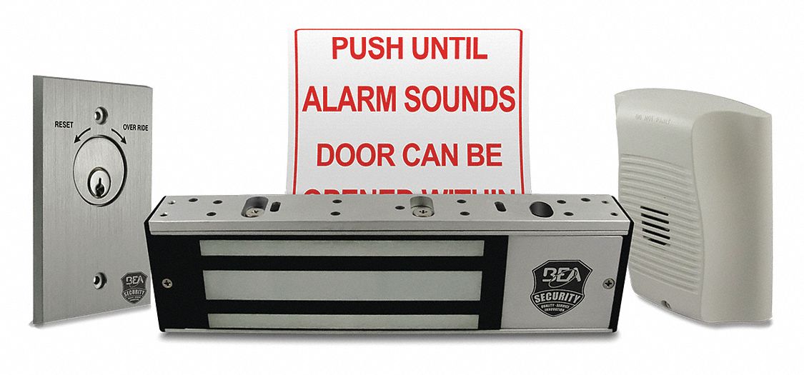 Exit Push Button: 2 3/8 in Ht, 3/4 in Dp, 7 1/2 in Wd, Aluminum/Stainless Steel, Gray