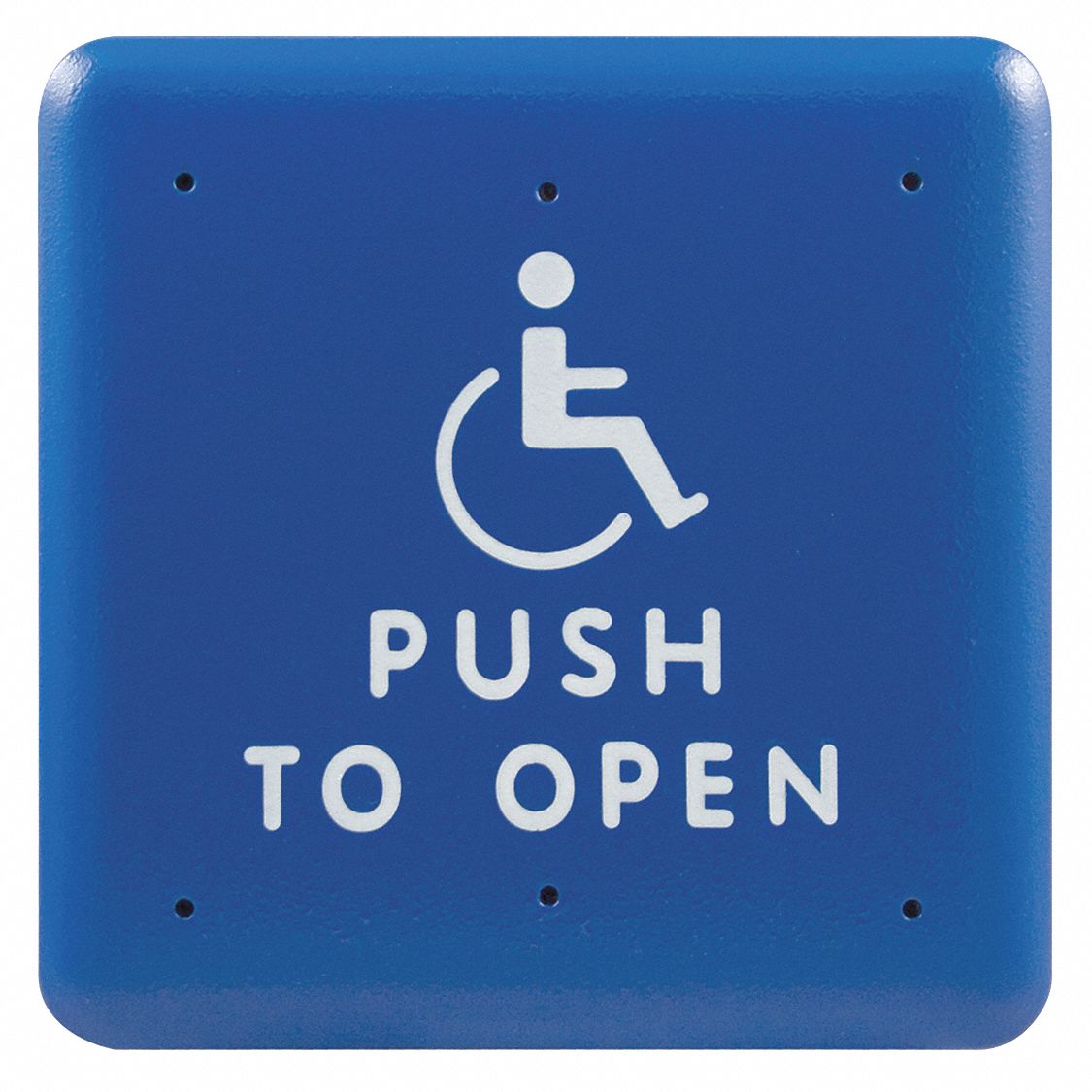 Exit Push Button: 4 3/4 in Ht, 5/8 in Dp, 4 3/4 in Wd, ADA Compliant, Aluminum/Stainless Steel