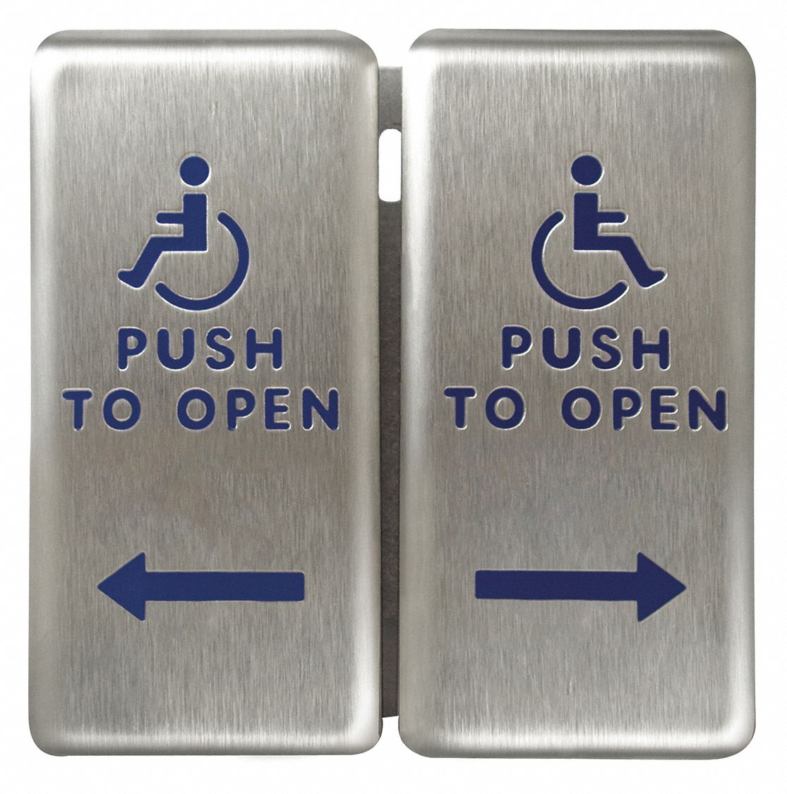 Exit Push Button: 4 3/4 in Ht, 5/8 in Dp, 4 3/4 in Wd, ADA Compliant, Aluminum/Stainless Steel