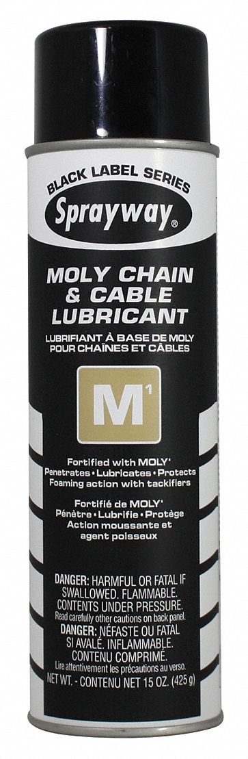 Chain and Wire Rope Lubricants: 0° to 543°F, Molybdenum, 15 oz, Aerosol Can, Black, Liquid