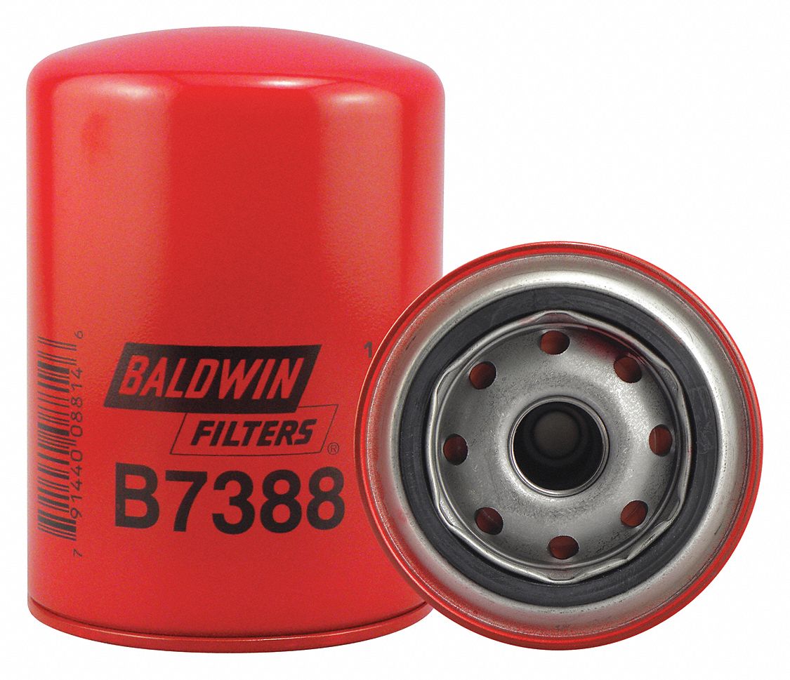 Oil Filter: B7388, M22-1.50 Thread Size, 5 3/8 in Overall Ht, 3 11/16 in Outside Dia