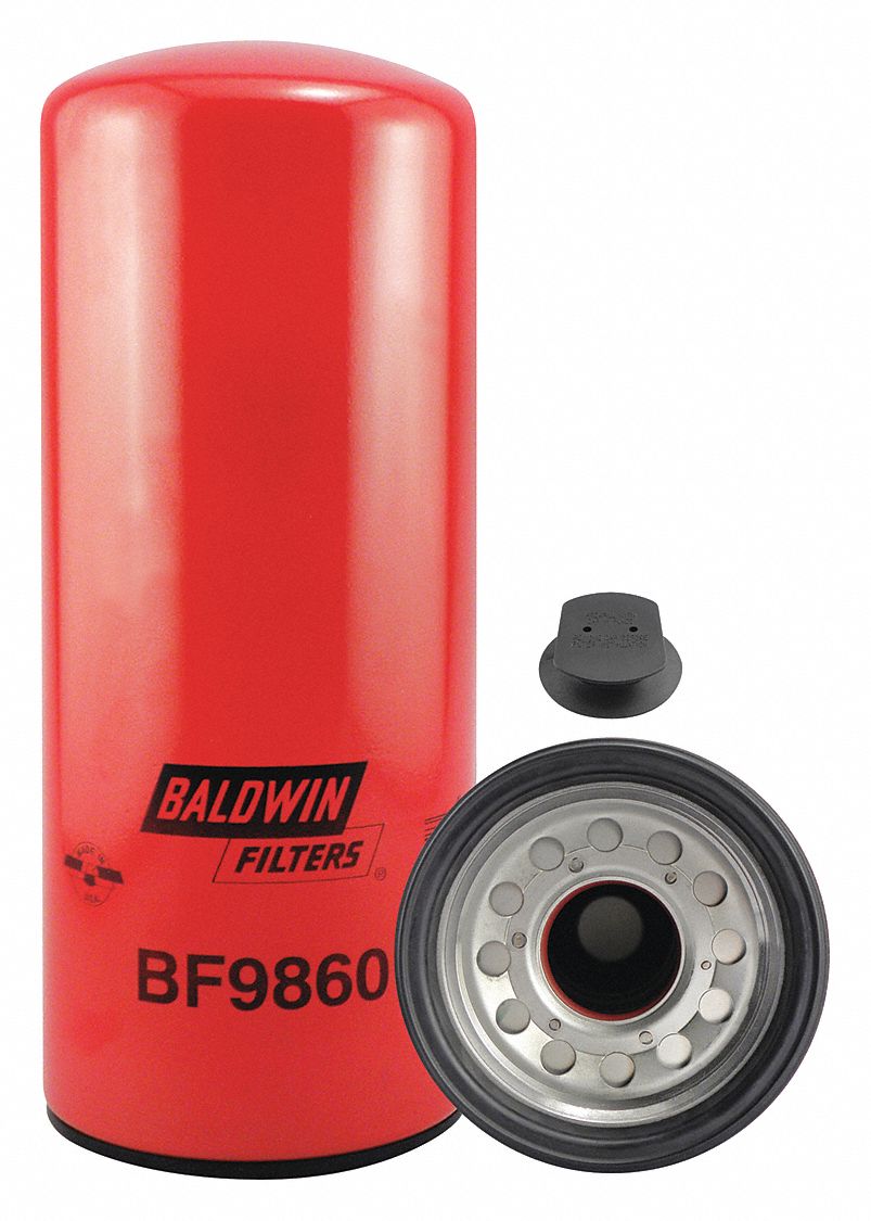 Fuel Filter: Spin-On, 4 3/4 in Outside Dia, M90 x 2.0 Thread Size, Cellulose