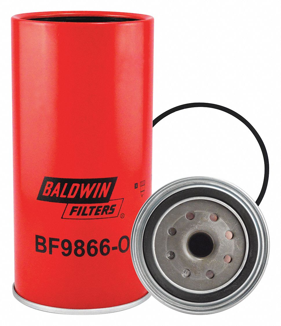 Fuel Filter: Spin-On, 4 3/8 in Outside Dia, 7/8"-14 Thread Size, Cellulose