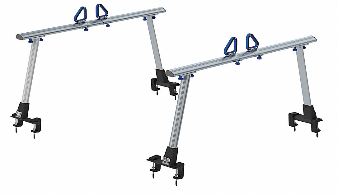 Truck Rack: 800 lb Max Load Capacity, 13 in, 36 1/2 in, 7 1/2 in, Adj, Black, Aluminum