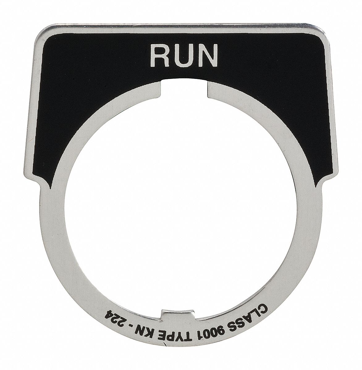 Legend Plate: 30 mm Panel Mounting Size, Half-Round, 1 3/4 in Overall Ht x 1 5/8 in Overall Wd