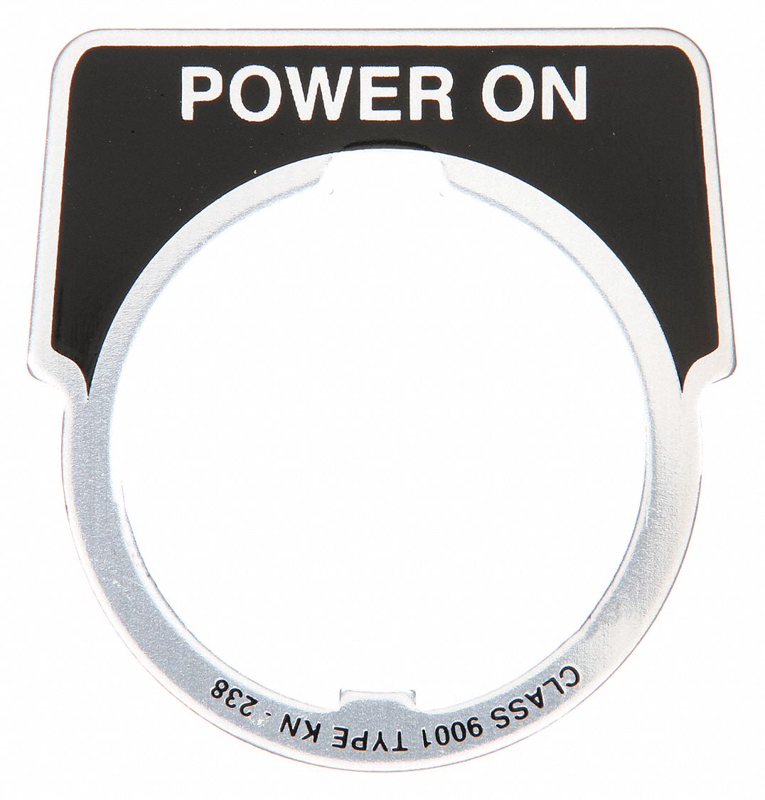 Legend Plate: 30 mm Panel Mounting Size, Half-Round, 1 3/4 in Overall Ht x 1 5/8 in Overall Wd